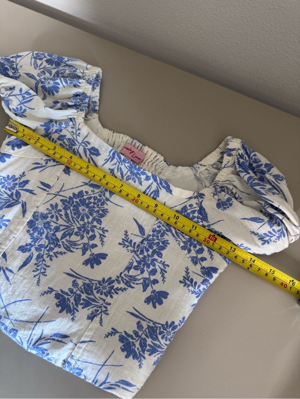 Paisley Lane blue floral 2pc Crop Top & Harem Pants Set Girls Size 8 - Picture 15 of 15